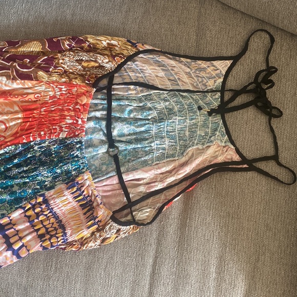 FREE PEOPLE Can’t Tie Me Down Tunic Patchwork Asymmetrical Dress Multicolored XS - Picture 9 of 11